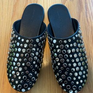 Tori Burch Black Studded Women's Mules